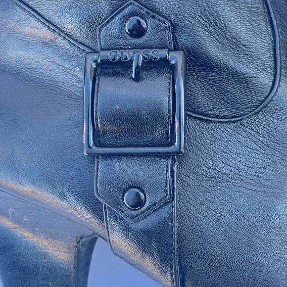 GUESS Black Genuine Leather Over The Knee Heeled Boots size 8.5 - Picture 5 of 16